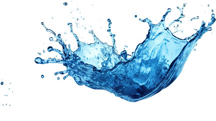 Blue water splash isolated on transparent background, Generative ai.