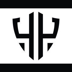 monogram vector design in the shape of a shield and forming the letter 