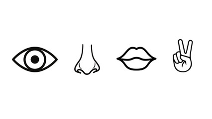 Icon Body organs eyes, hands, nose, mouth, vector illustration.