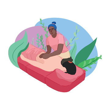 recommend clip art: Woman receiving massage in spa salon