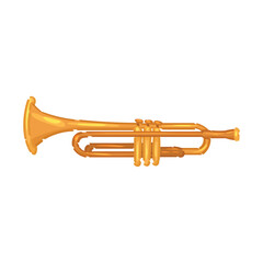 Brass trumpet on white background