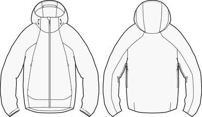 Professional 3-Layer Outdoor Jacket Vector Sketch