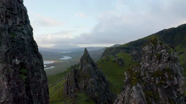 4k Aerial View Of The Old Man Of Storr, Isle Of Skye, Scotland