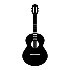 Obraz premium minimal Guitar icon vector silhouette, black color silhouette, white background