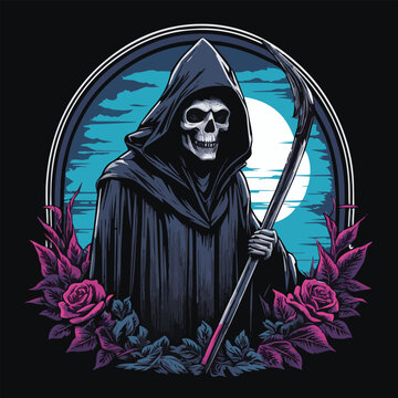 recommend clip art: Grim reaper with love romantic frame for valentine vector illustrations