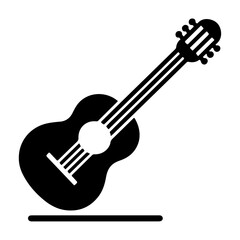 minimal Guitar icon vector silhouette, black color silhouette, white background