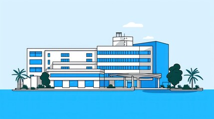Minimalistic Art Drawing of a Modern Hospital AI Generated