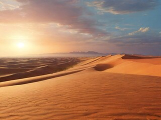 Fototapeta na wymiar beautiful view of the desert at dusk. background for posters, web, social media. generative ai
