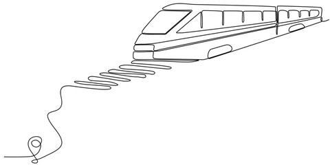 Continuous line drawing of railroad track line vector icon of a train station route with starting point and one line trail - Vector illustration