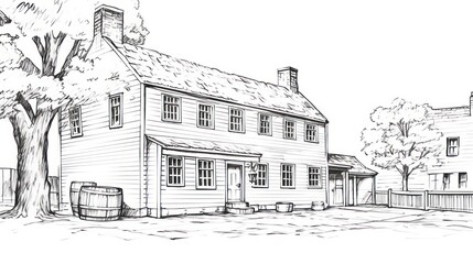 Colonial Tavern with Rustic Charm AI Generated