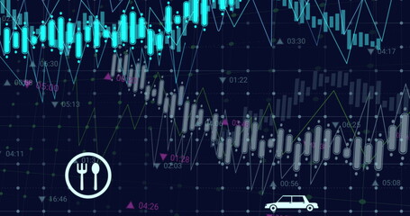 Image of digital data processing over black background