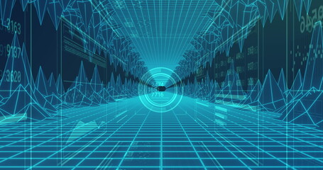 Image of data processing on blue background