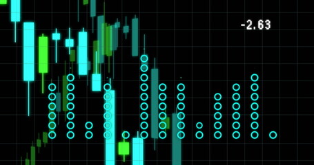 Image of financial data processing over dark background