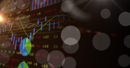 Image of financial data processing over dark background