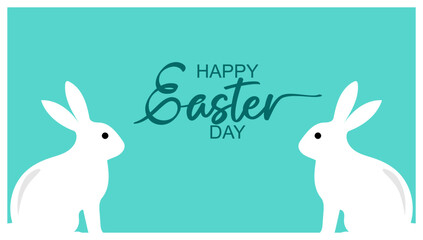 Happy Easter banner. Trendy Easter design with  Modern minimal style typography, hand painted strokes and dots, eggs, bunny ears, in pastel colors. Horizontal poster, greeting card, header for website