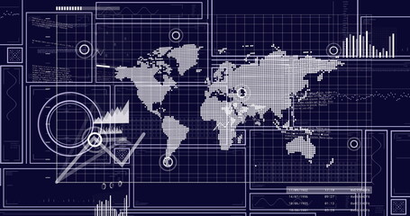 Image of digital data processing over black background