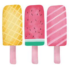 watercolor popsicle ice cream element collection