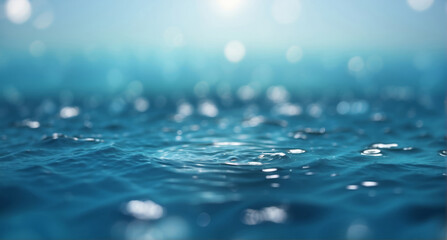 water surface with bright blue bokeh background, World Water Day banner concept