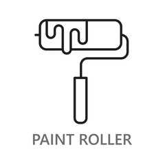 paint roller. line vector icon on white background. high quality design element. editable linear style stroke. vector icon. 