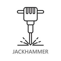 jackhammer icon. line vector icon on white background. high quality design element. editable linear style stroke. vector icon.