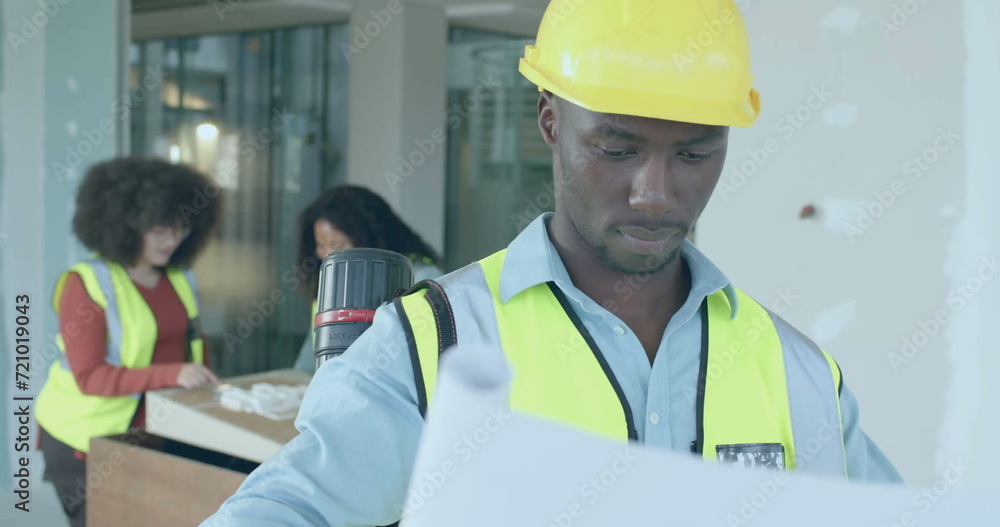 Poster image of data processing over diverse engineers in hi vis vests