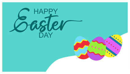 Happy Easter banner. Trendy Easter design with  Modern minimal style typography, hand painted strokes and dots, eggs, bunny ears, in pastel colors. Horizontal poster, greeting card, header for website