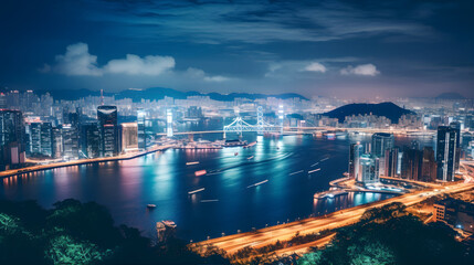 Fototapeta na wymiar Hong Kong's beautiful city night view