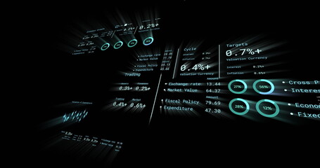 Image of financial data processing over numbers changing
