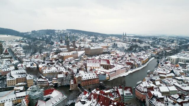 Bamberg Winter Cityscape Drone Video