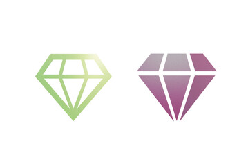 Diamond icon symbol with texture red and green background