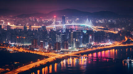 The night view of the beautiful city of Korea
