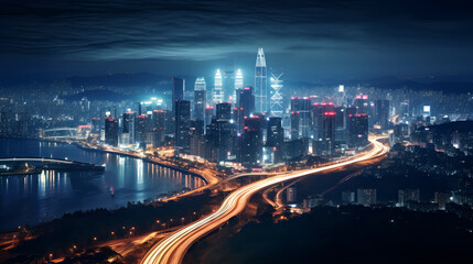 Fototapeta na wymiar The night view of the beautiful city of Korea 