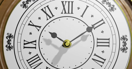 Naklejka na ściany i meble Image of clock ticking over black background