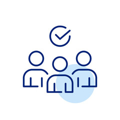 Choosing job candidates. Services for hiring remote professionals. Pixel perfect, editable stroke icon