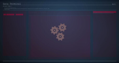 Image of network of connections and data processing over computer screens