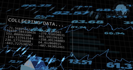 Image of financial data processing over dark background