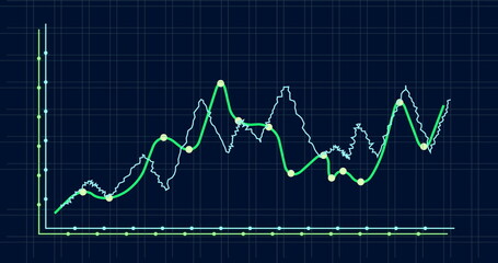 Image of financial data processing over black background