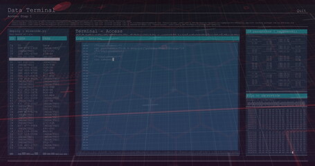 Image of data processing on computer screens
