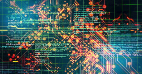 Image of data processing on black background