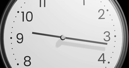 Image of clock ticking over black background