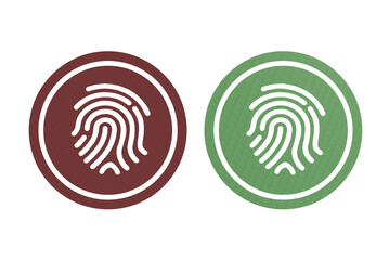 Fingerprint icon symbol red and green with texture