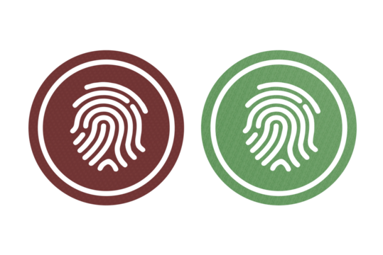 Fingerprint icon symbol red and green with texture