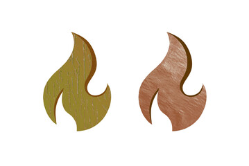 Fire icon symbol with texture orange and yellow