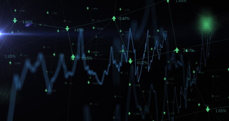 Image of financial data processing over black background