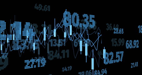 Image of financial data processing over black background