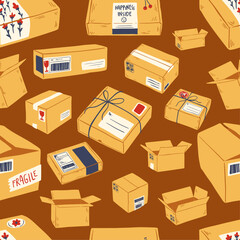 SEAMLESS PATTERN OF PACKAGING BOXES