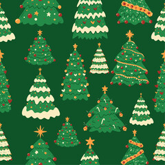 SEAMLESS PATTERN OF CHRISTMAS TREE