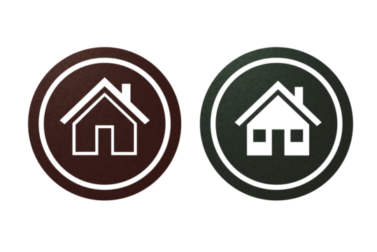 Home icon symbol with texture brown and green