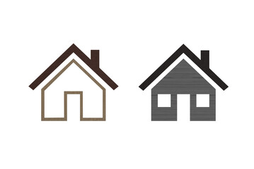 Home icon symbol with wood texture brown