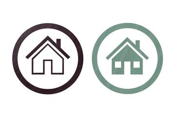 Home icon symbol with texture brown and green